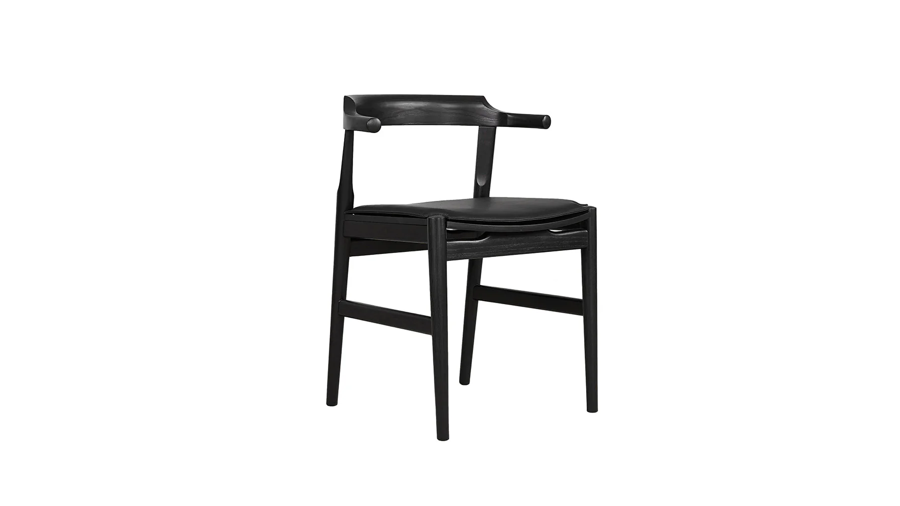 Tuck In Dining Chair with Black Cushion, Black Ash - Image 3