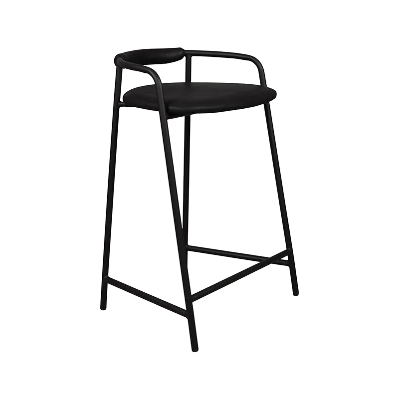 Slow Mornings Stool, Counter, Coal Leather/Black Metal - Image 13